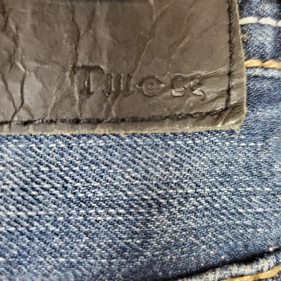 Mens Jeans  Relaxed Straight Leg 34W x 32L Whiskered Flap Pocket Twice Brand - Picture 9 of 11